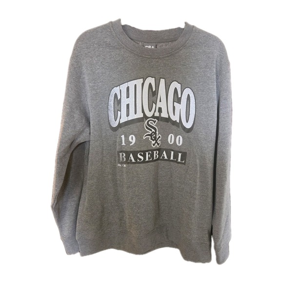 CSA Sweaters - Chicago White Sox Baseball Sweatshirt Crew Size L MLB Gray Fleece Lined NWT